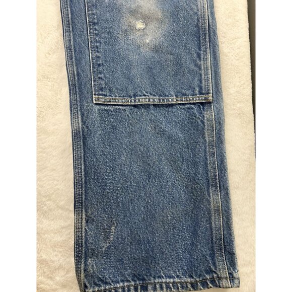 Carhartt Mens Double Knee  Workwear Blue Denim Jeans 36x34 Original Dungaree Fit - Picture 11 of 16